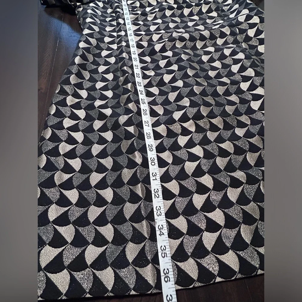 Ann Taylor Classic Geo Jacquard Flare Dress Black/Gold  Size 14 - Picture 9 of 15